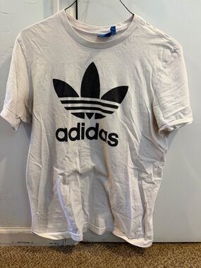 adidas White Tee with Black Trefoil Logo